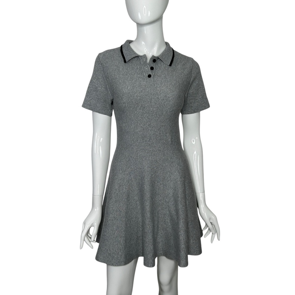 Vici Sweater Dress Gray Women's Small Short Sleeve Mini Polo Tennis